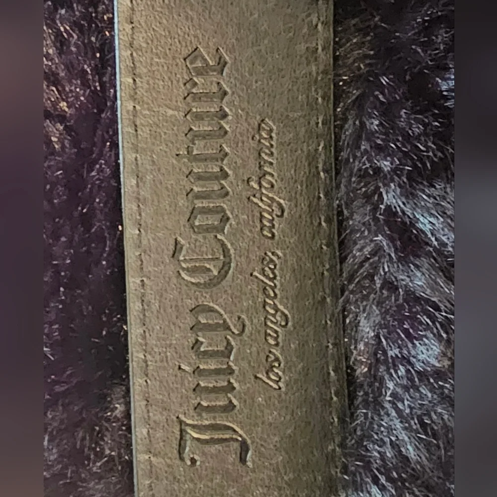 Juicy Couture Black Belt with Gold Buckle and Pink Ribbon
